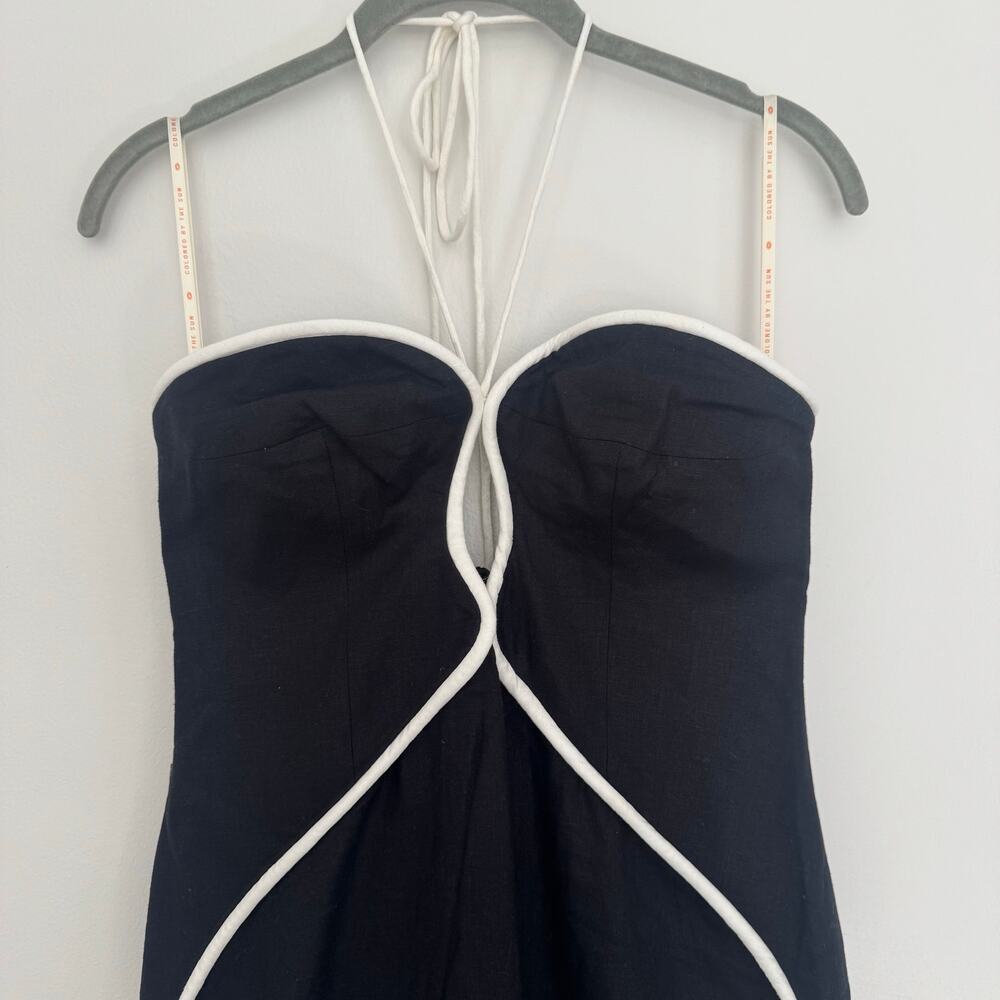 Farm Rio Black And White Cut-Out Midi Dress - Picture 3 of 9